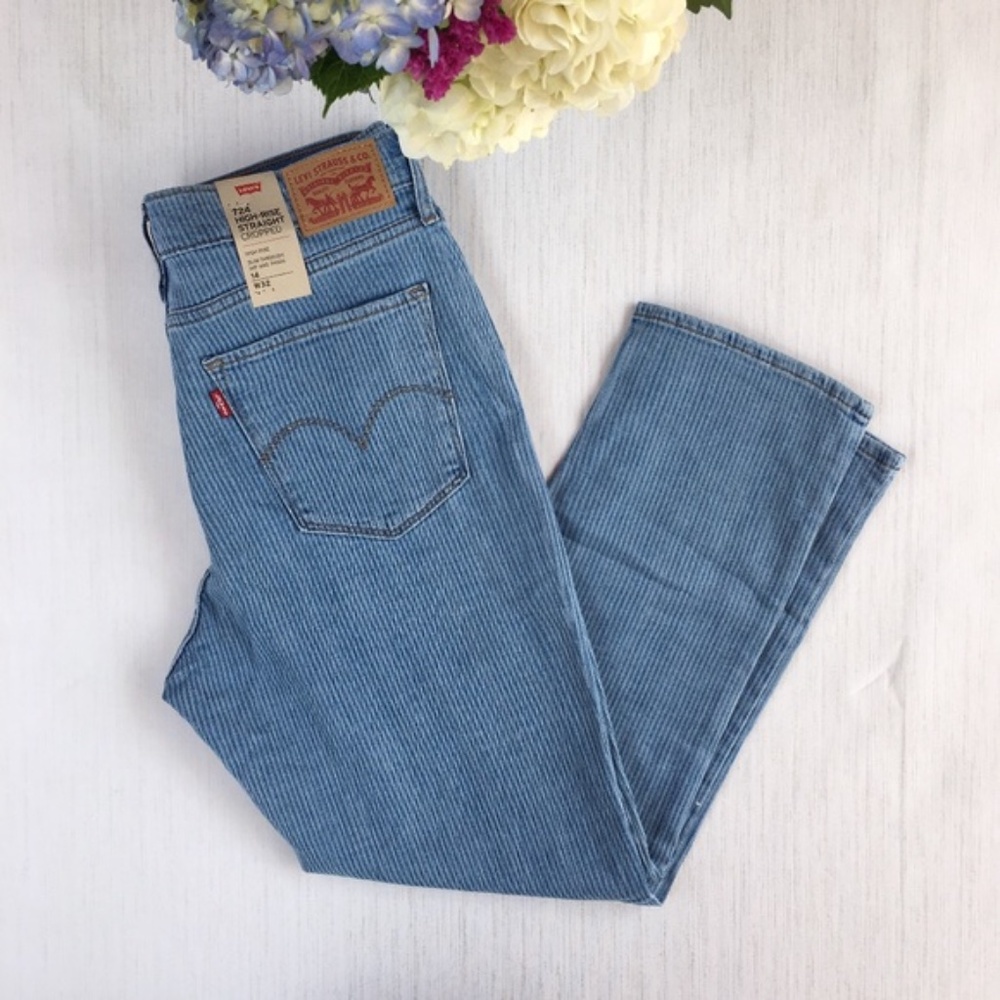 Levis High Rise Straight Cropped Jeans NEW - Picture 4 of 8